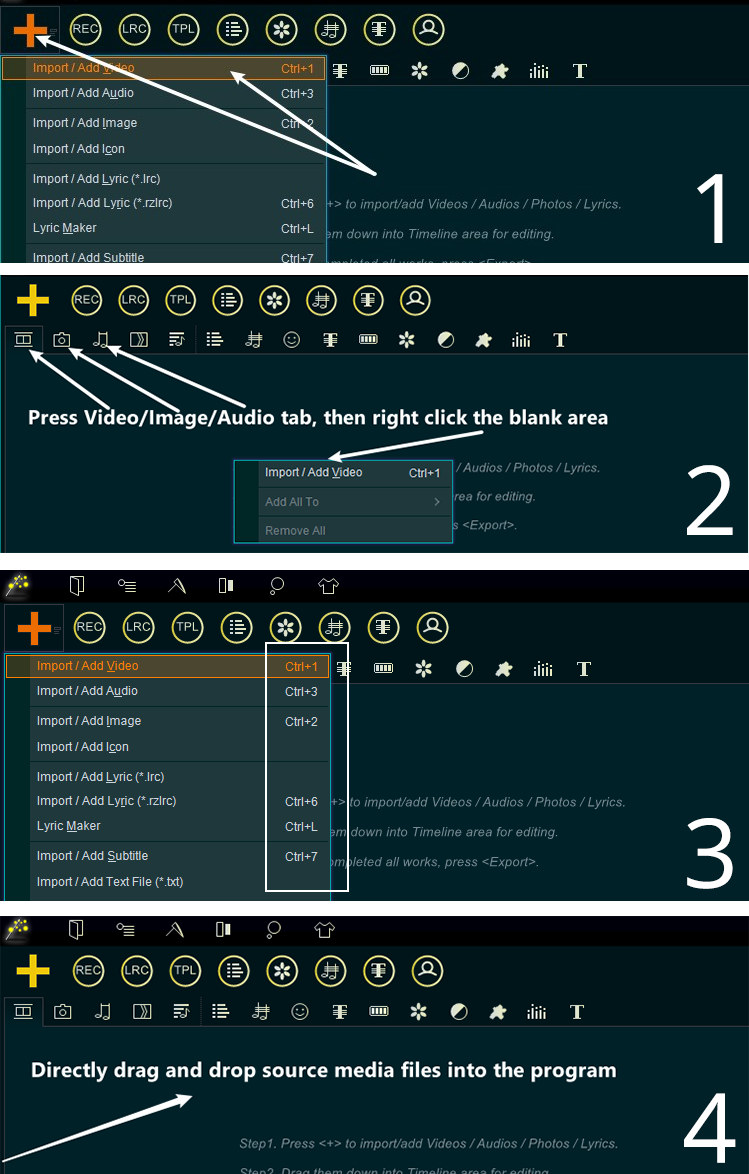 Import source media files for editing